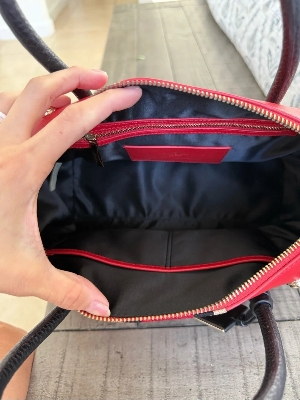 Kate spade Madison Stewart mega lane satchel red leather bag RARE